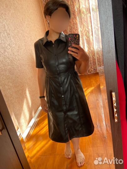 Кожаное платье 48 размер