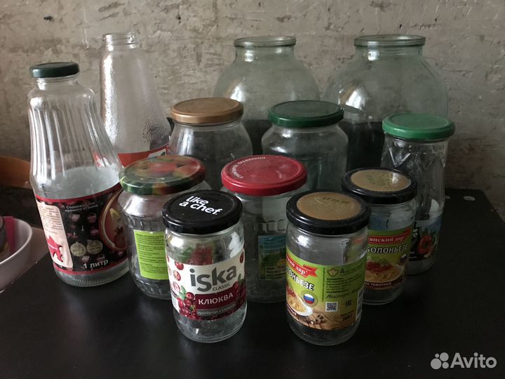 Банки стеклянные 0,3 л ;0,75 л ; 3 литра бесплатно