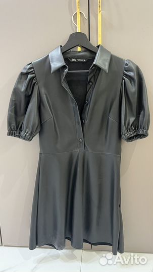 Кожаное платье zara xs