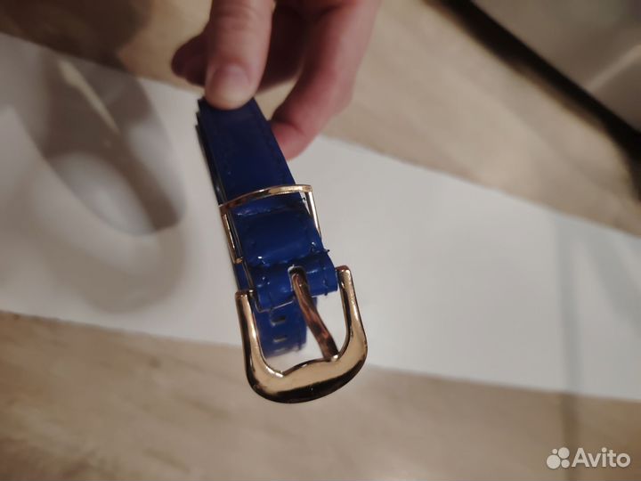 Ремешок синий тонкий 105 см кожзам