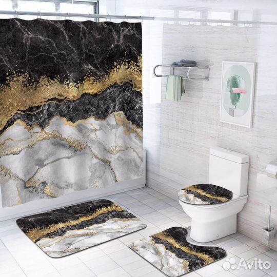 Набор ковриков шторка для ванной