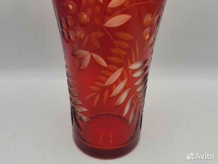 Ваза для цветов цветное рубиновое стекло Рябинка