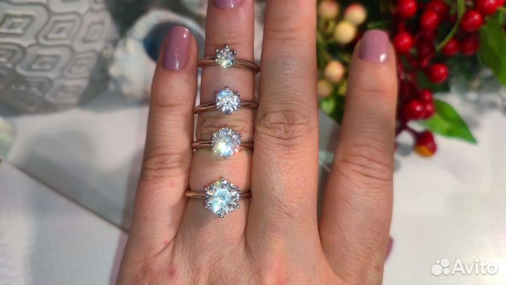 Кольца тиффани с муассанитами разная каратность