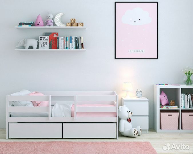 Кровать детская (массив) с двумя бортиками 180х80