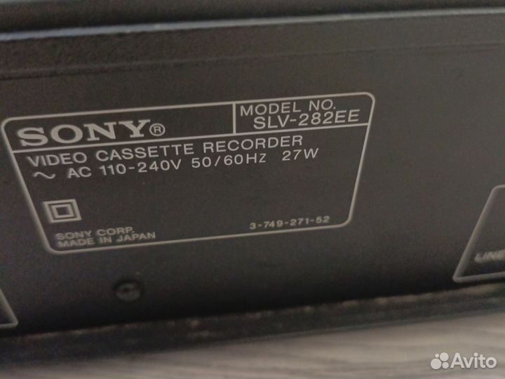 Видеомагнитофон sony slv 282ee