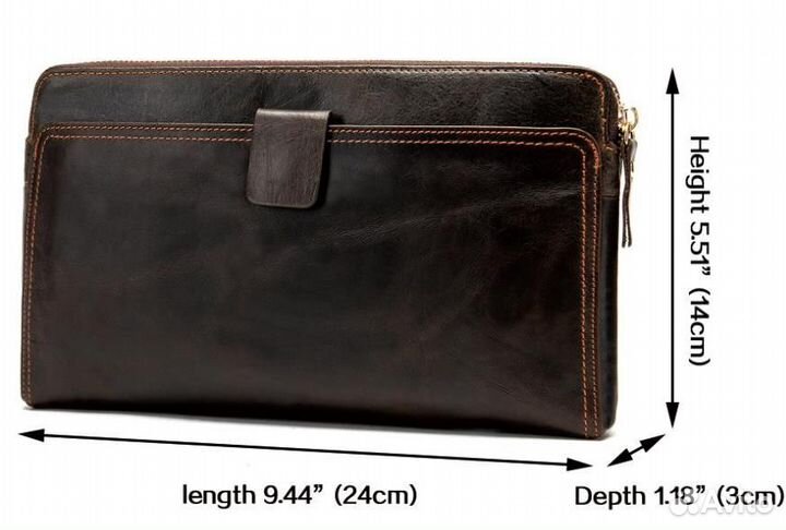 Клатч мужской новый в упак. натур. кожа 100 черн