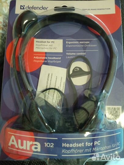 Наушники с микрофоном новые Defender