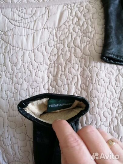 Перчатки женские кожаные, размер 6