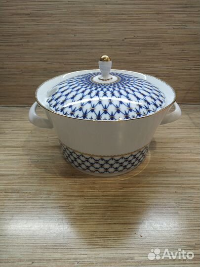 Супница кобальтовая сетка лфз:Императорский фарфор