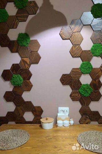 Деревянная декоративная плитка соты