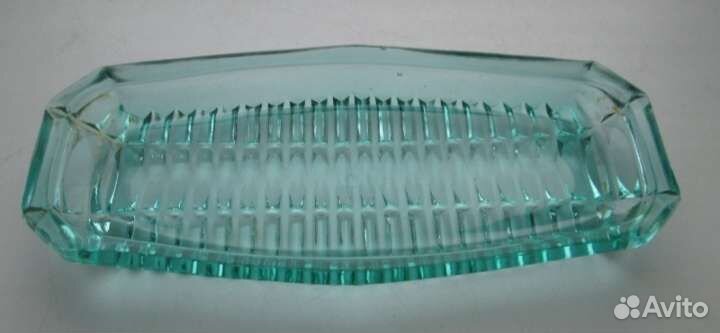 Селедочница. зеленое стекло. целая. винтаж СССР