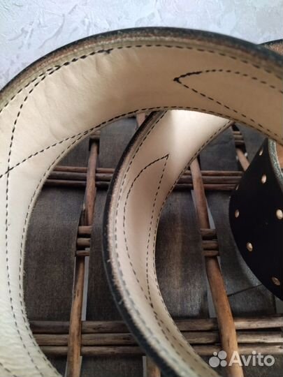 Мужской кожаный ремень коричневый 130х5, 3 см