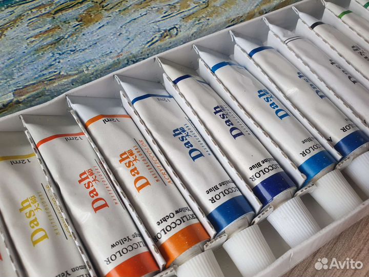 Краски акриловые 18 цветов по 12 мл. Dash новые