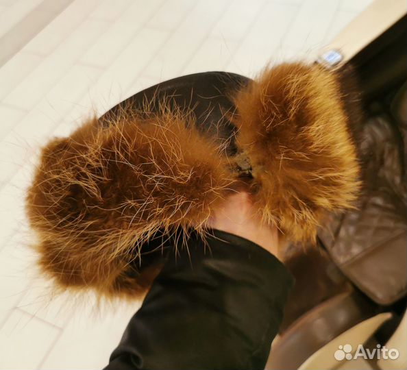Мужская шапка меховая кожаная