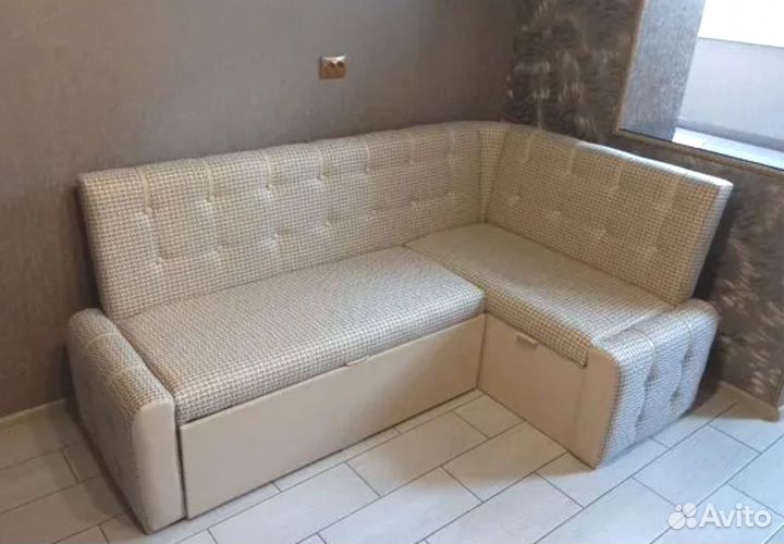 Скамья угловая Верона Дуб молочный/Шампань/Рогожка