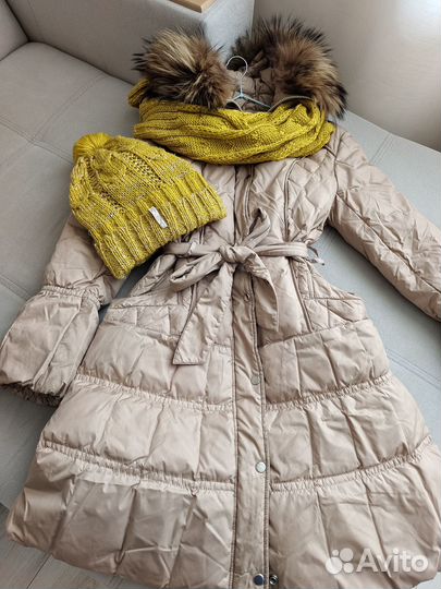 Зимний пуховик для девочки натуральный мех
