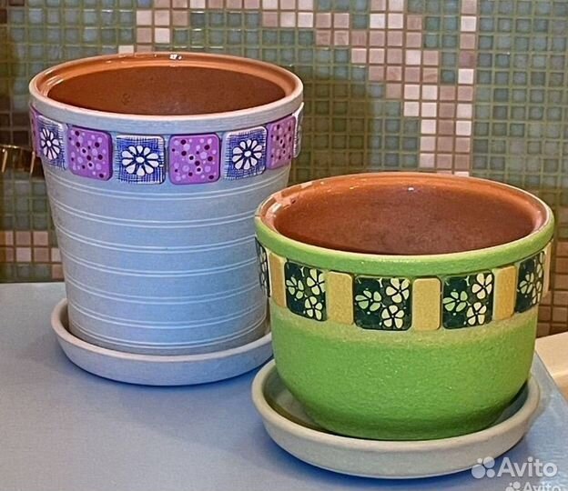 Горшок керамический 3 шт бу для цветов