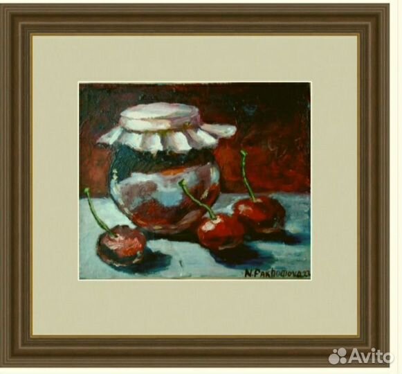 Картина маслом натюрморт Вишневое варенье