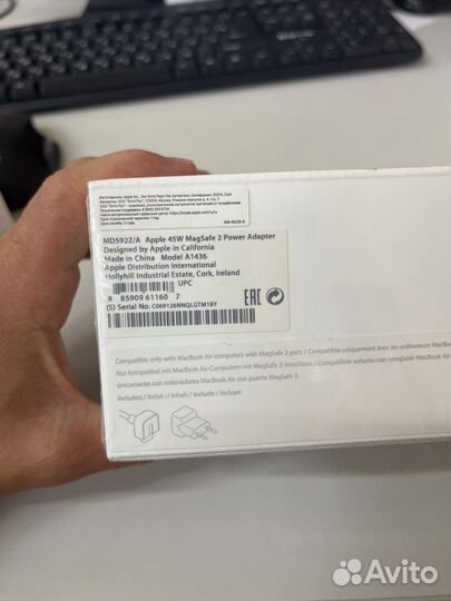 Зарядное устройство apple magsafe2, 45w