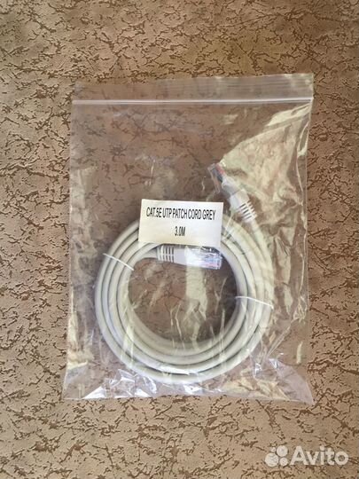 Патч-корд, UTP, cat.5E, 3м, 4 пары, серый