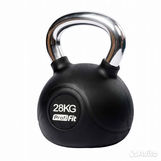 Гиря 28 кг обрезиненная с хромированной ручкой