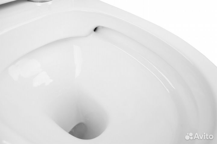 Унитаз-моноблок напольный, безободковый, горизонтальный слив, сиденье дюропласт микролифт