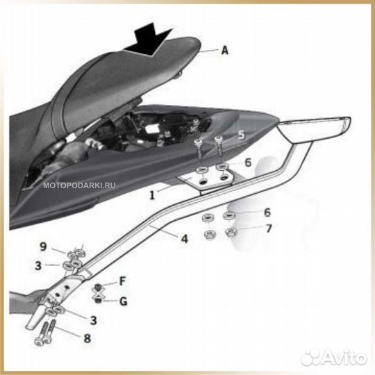 Крепление центрального кофра Honda CB600F/CB600F