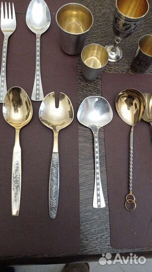 Серебряные приборы, ложки, стопки, ножи
