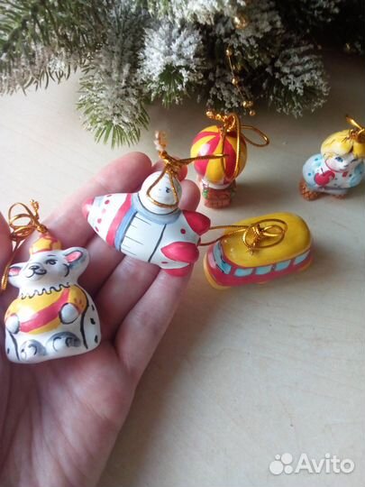 Елочные игрушки фарфор майолика