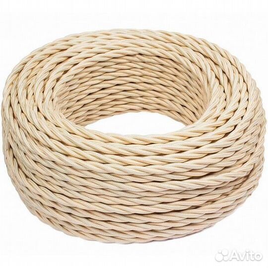 Ретро кабель витой bironi 3х1.5, 50 метров. Песочн
