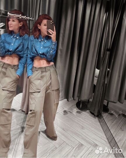 Широкие брюки карго H&M