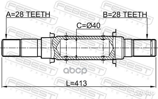 Полуось R mazda 3 03/5 05- /28x413x28mm febe