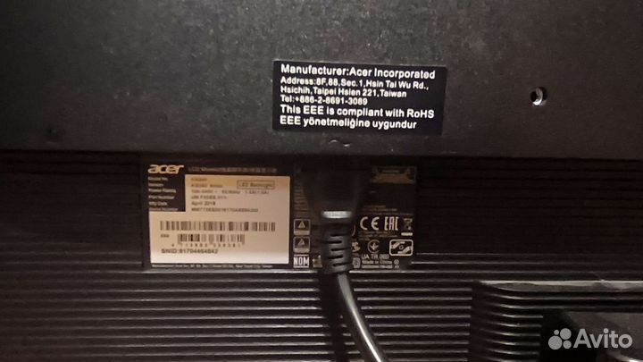 Монитор 24 acer kg240 с колонками hdmi