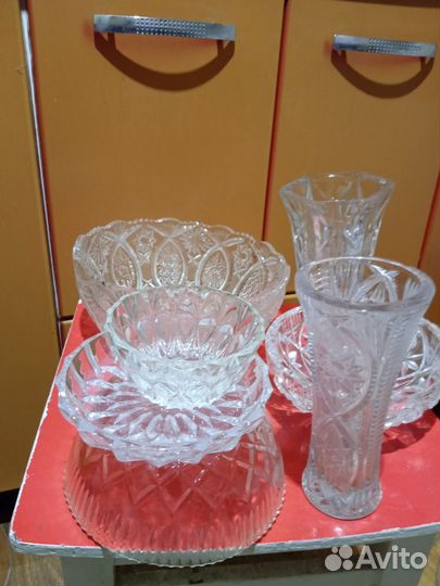 Ваза хрустальная СССР, стекло, икорница