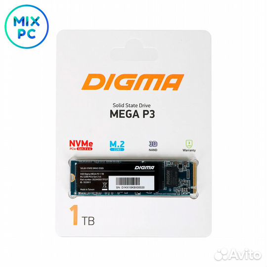 Накопитель SSD M.2 1TB Digma Mega P3 dgsm3001TP33T