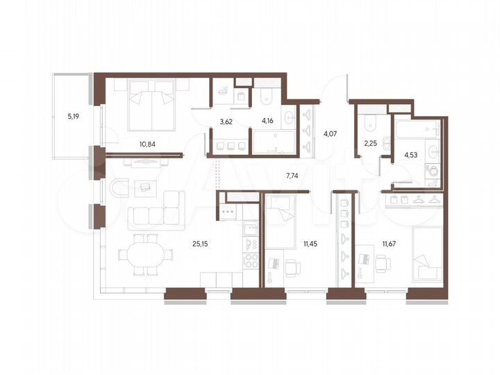 3-к. квартира, 85,5 м², 7/9 эт.