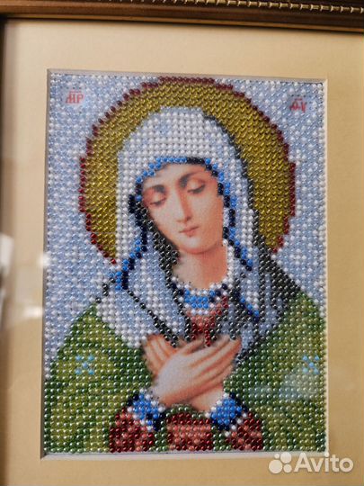 Икона Богородицы Умиление вышивка бисером