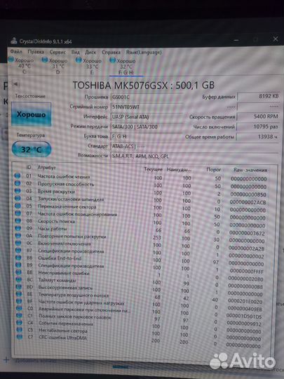 Жёсткий диск Toshiba 500gb 2.5