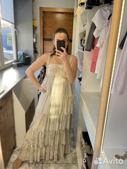 Нарядное платье сарафан с воланами в пол Вискоза