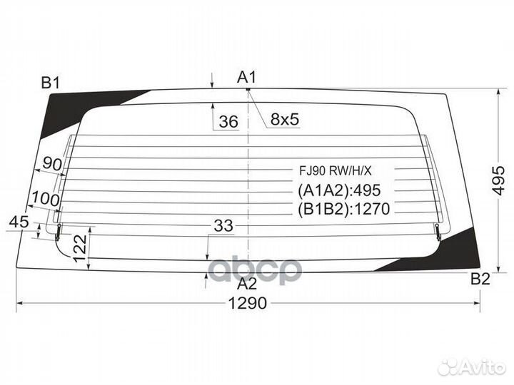 Стекло заднее с обогревом toyota land cruiser P
