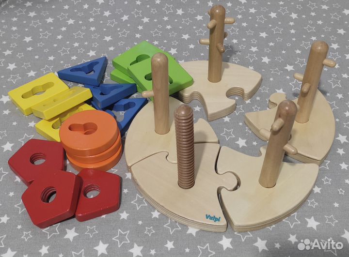 Большой деревянный пазл-сортер для малышей