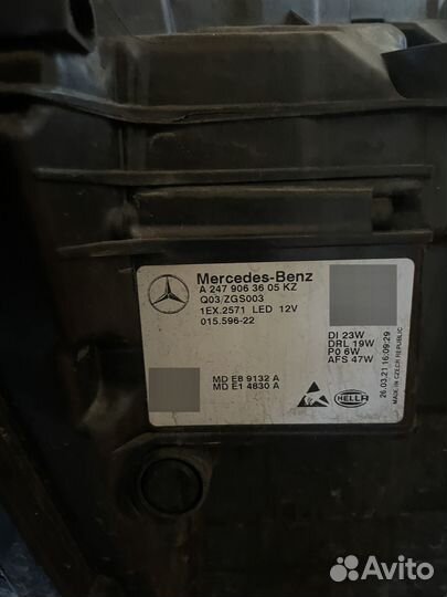 Фара правая mercedes gla h247