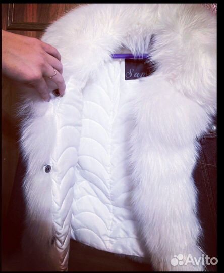 Джинсовая парка с натуральным мехом