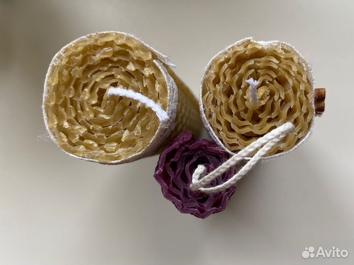 Свечи из пчелиного воска ручной работы 4 штуки