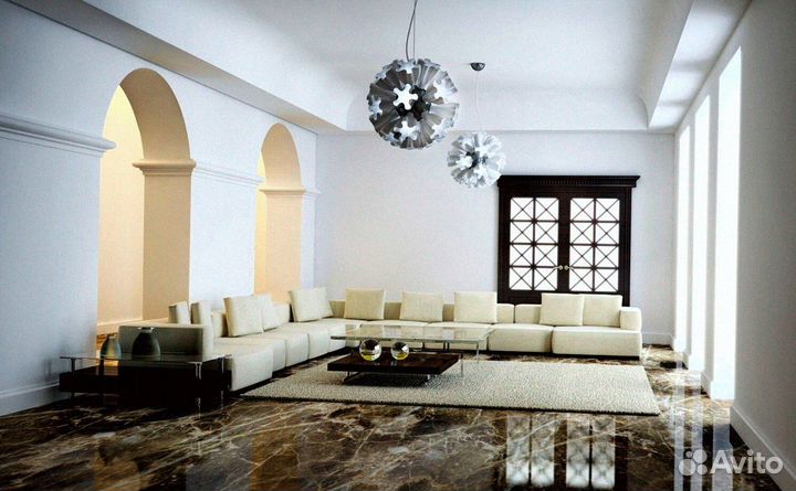 Полы из натурального мрамора, гранита