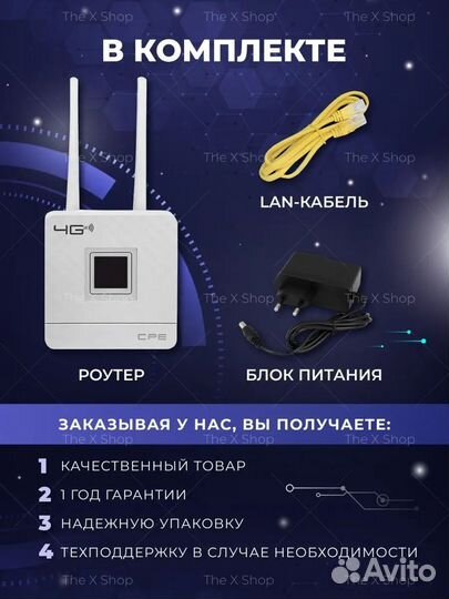 Wi-Fi роутер 4G LTE с симкартой 100,300, 1000гб
