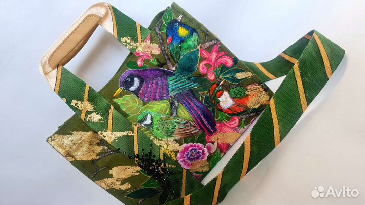 Сумка шоппер с ручной росписью. Ручная роспись