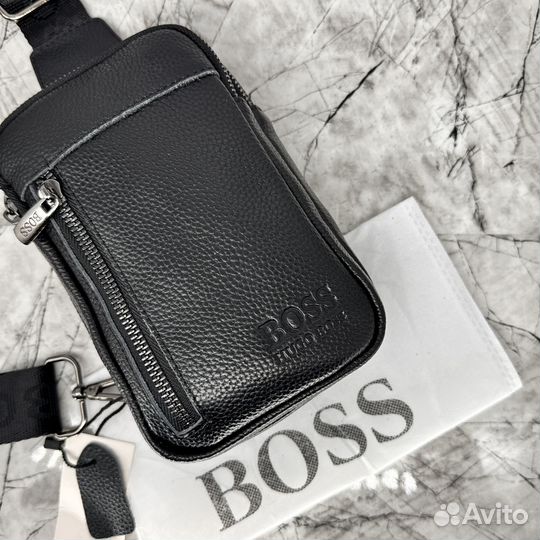 Сумка Hugo Boss кожаная мужская