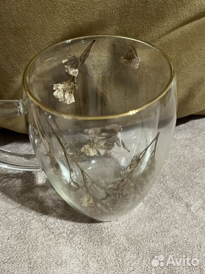 Кружка с двойными стенками с сухоцветами 2 шт