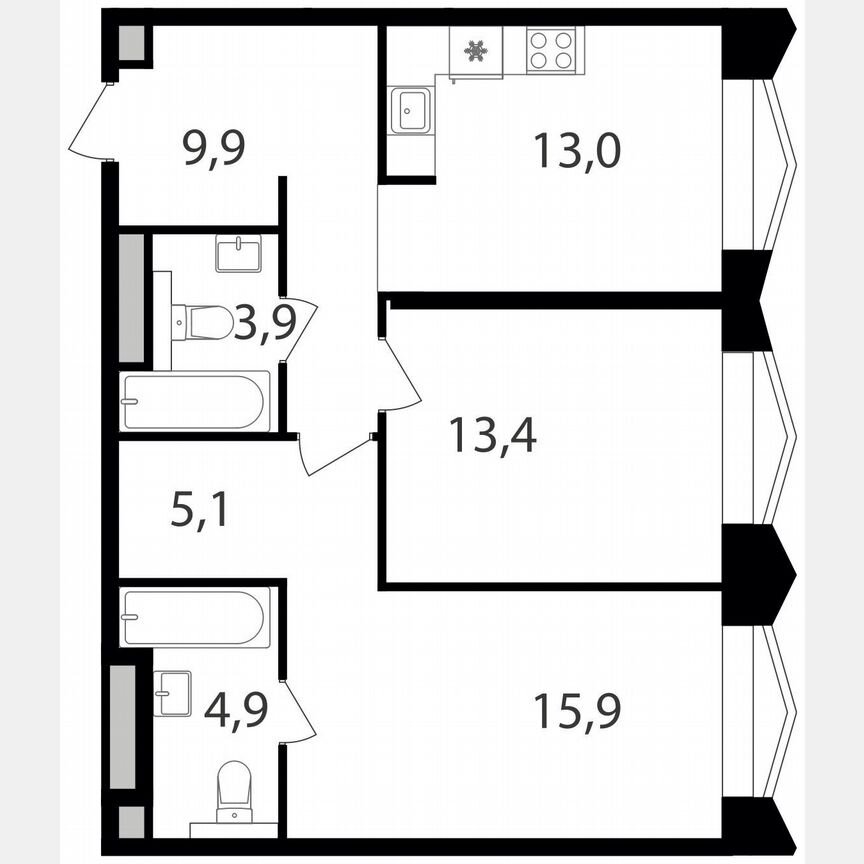 2-к. квартира, 66,1 м², 14/17 эт.